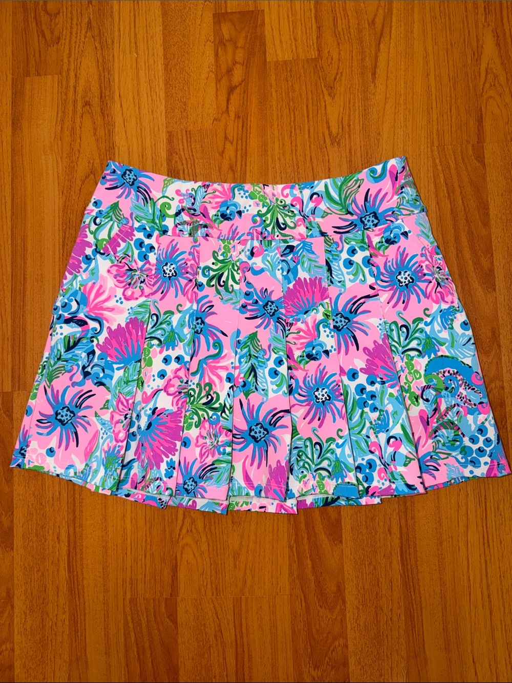 Lilly Pulitzer Pink Blue Green Floral Pleated Mini Skort